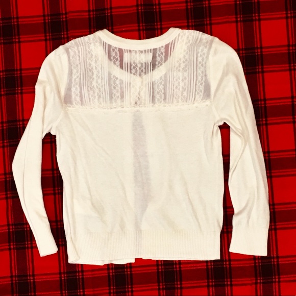 Abercrombie Fitch cream creme ivory sweater lace moose logo - Picture 4 of 10